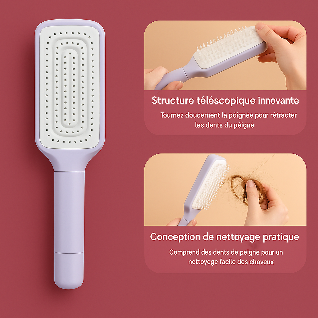 Brosses cheveux autonettoyantes